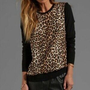 Equipment Roland Wool and Silk Leopard Print Sweater